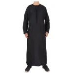 Men’s Omani Style Thobe Long Sleeve Polyester Islamic Dress